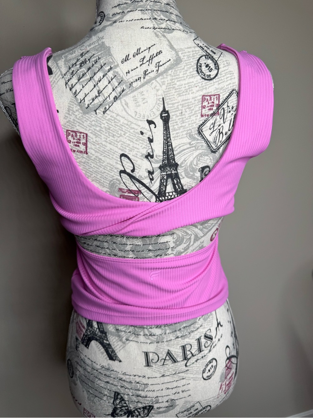 Fabletics Pink Ribbed Square-Neck Tank Top - Picture 3 of 5